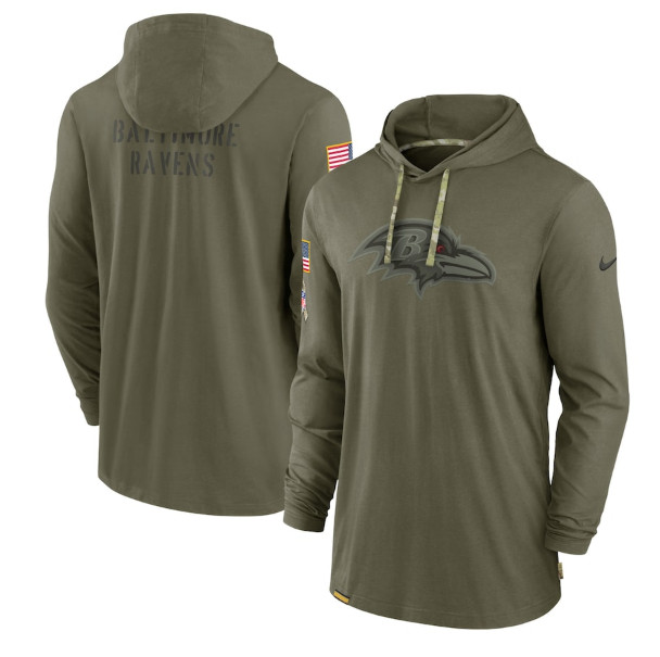 Baltimore Ravens 2022 Olive Salute To Service Tonal Pullover Hoodie